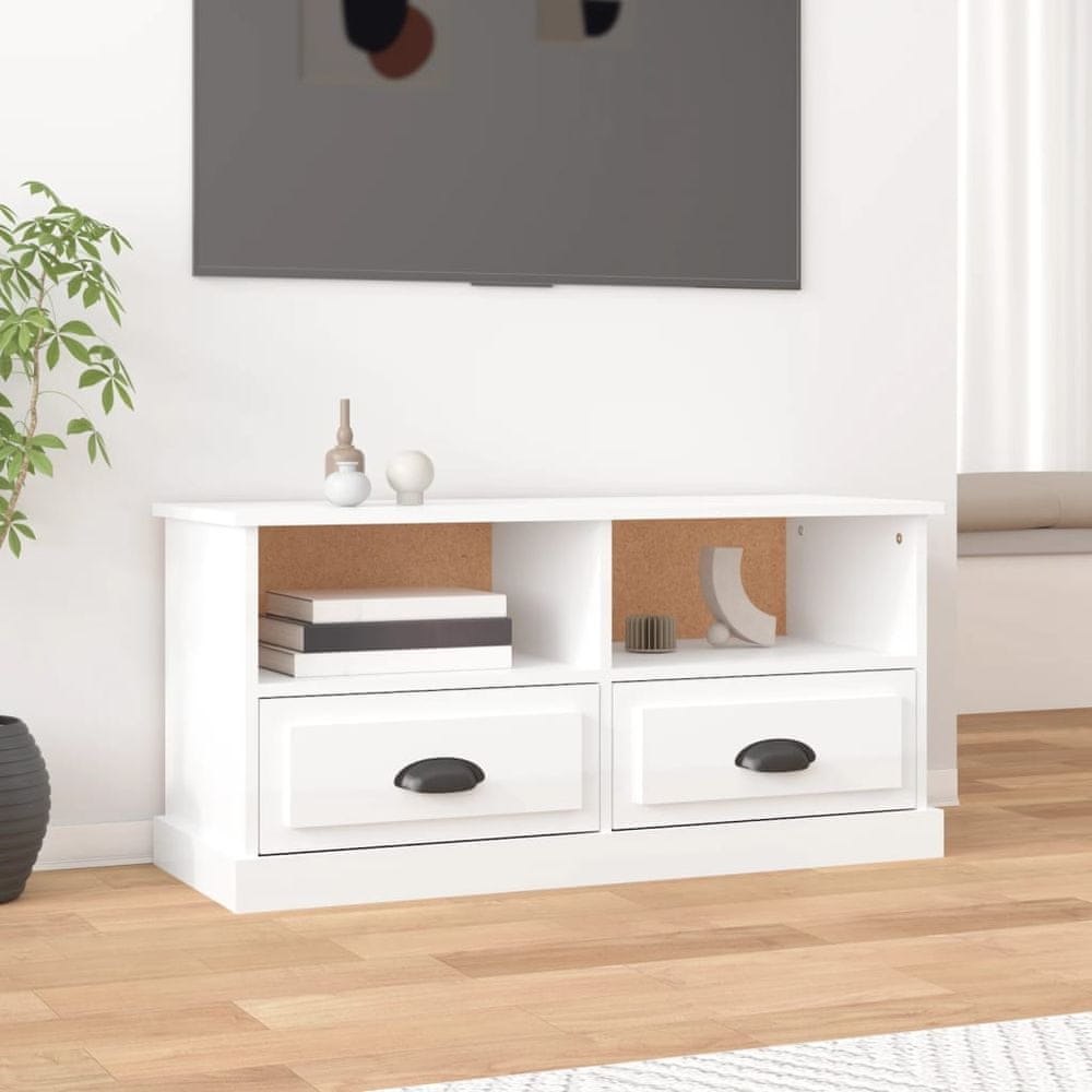 Vidaxl TV skrinka lesklá biela 93x35,5x45 cm kompozitné drevo